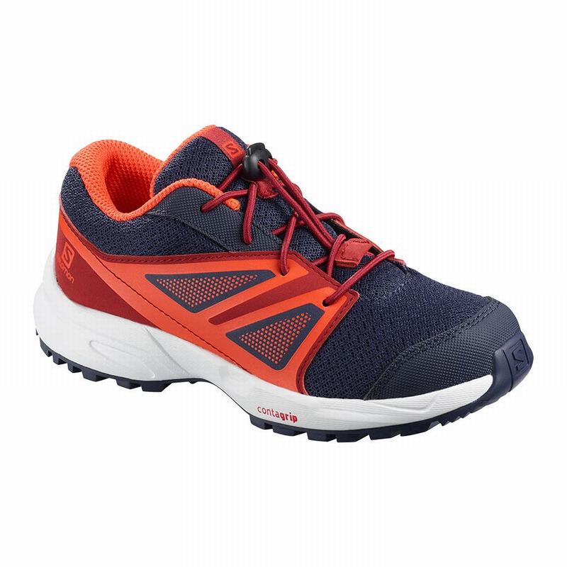 Chaussures De Trail Running Salomon Enfant Bleu / Rouge - Salomon SENSE K - France (5236-VPGEF)